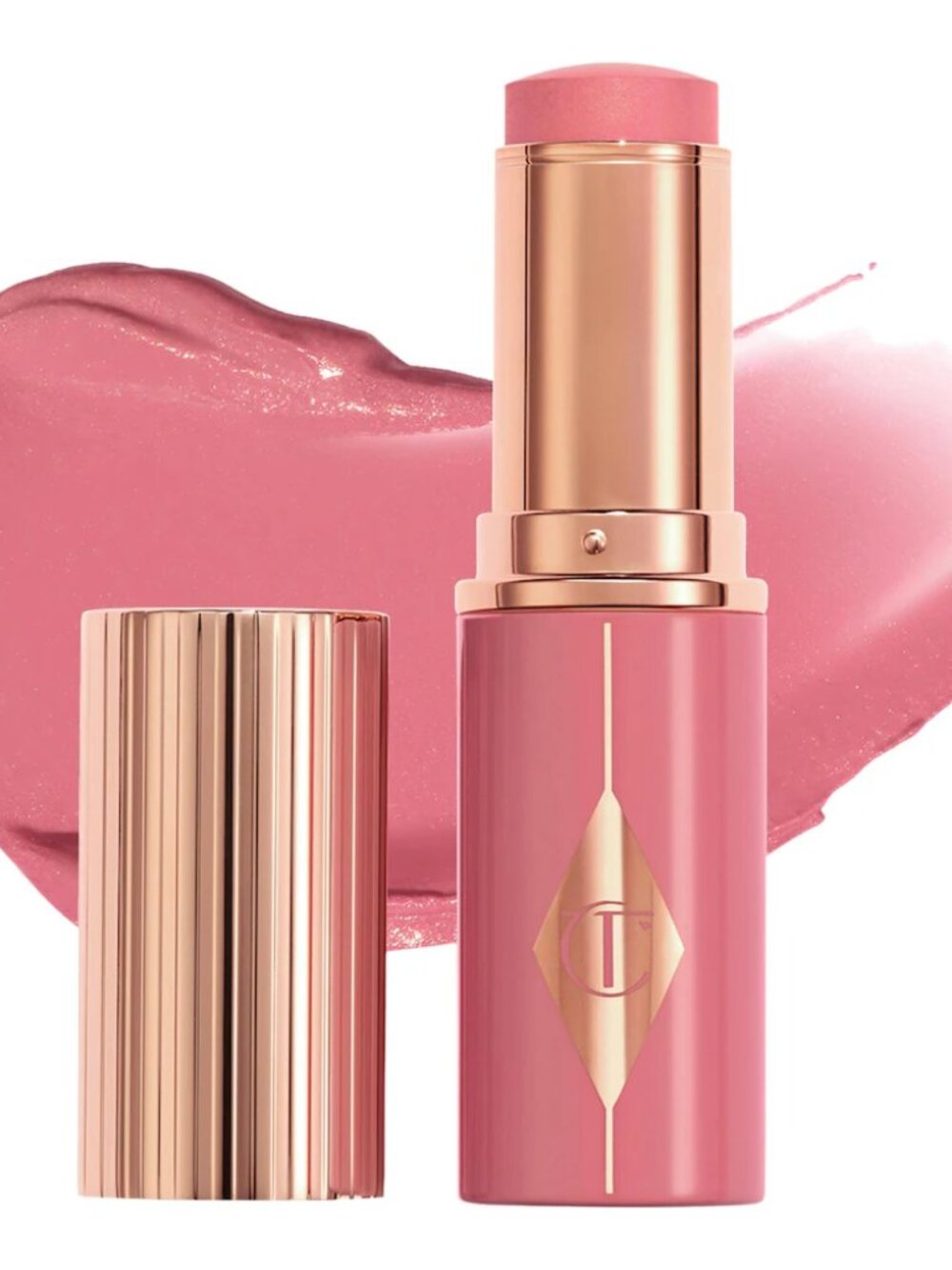 NIB Charlotte Tilbury Unreal Lip + Cheek Glow Blush Stick in Rosy Glow
